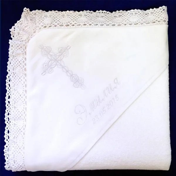 Іменна крижма біла  вишивка, хрестик №1