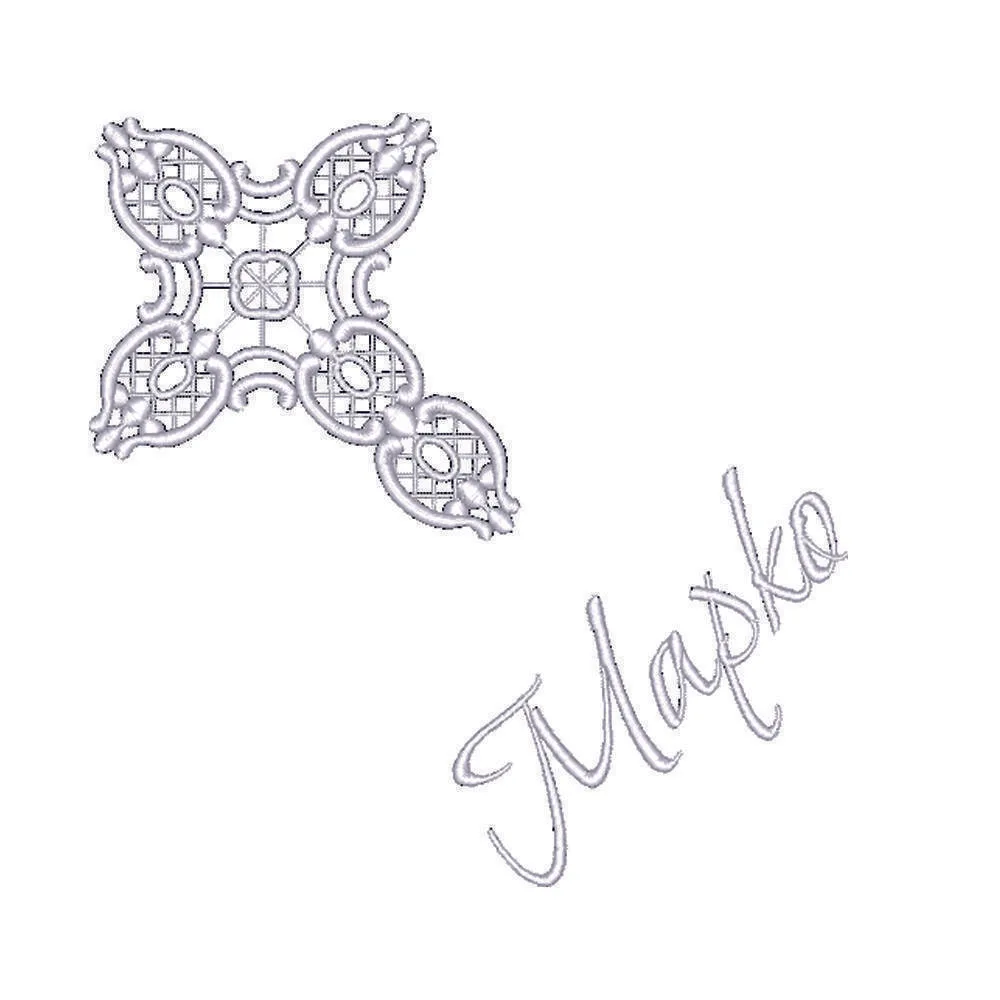 Іменна крижма біла вишивка, хрестик №07