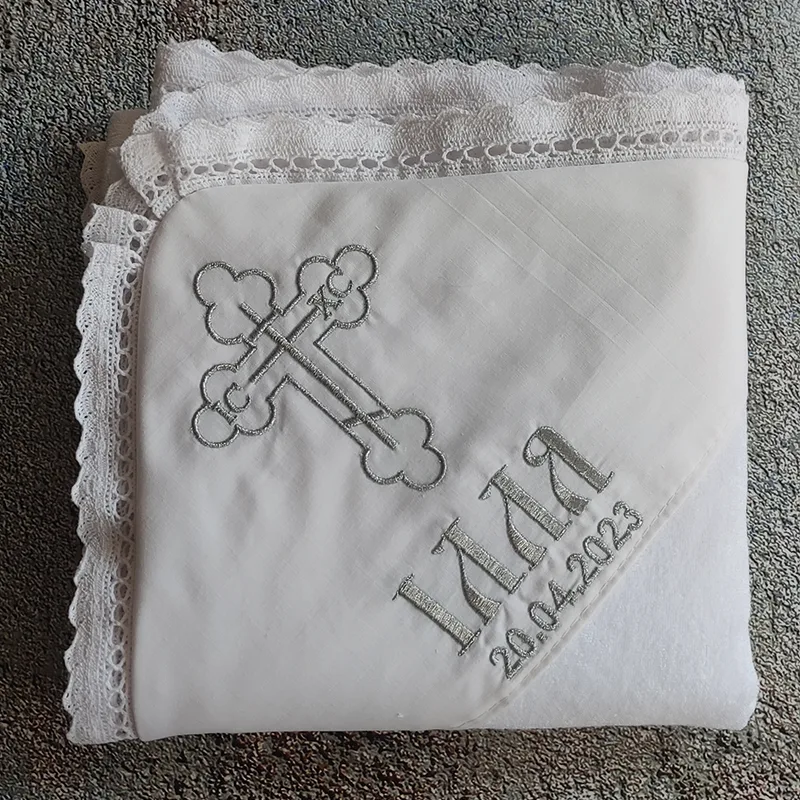 Іменна крижма срібна вишивка, хрестик №05